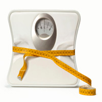 Bathroom scale with tape measure